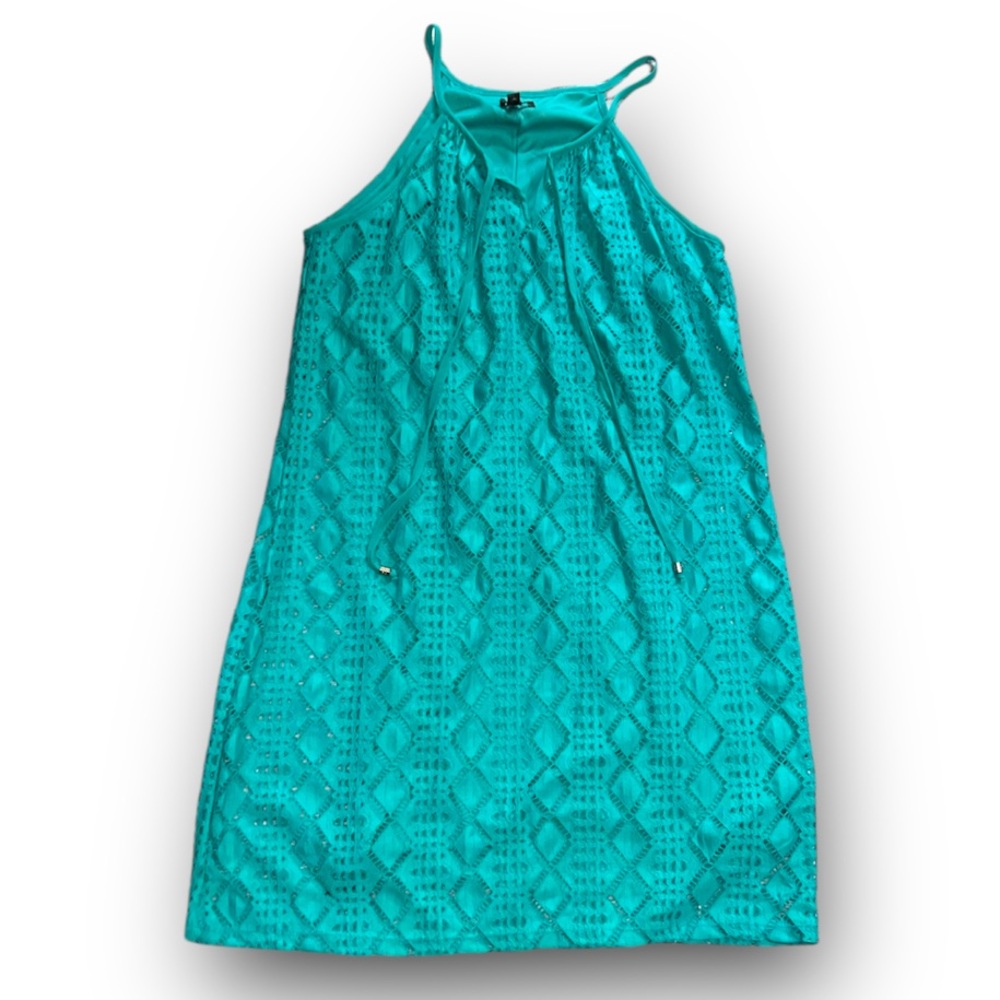Lily Rose Spaghetti Strap Crochet Lace Mini Dress, Size Small, NWT, Aqua Blue - Picture 7 of 16